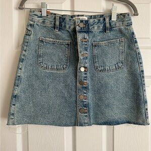 Zara Light Blue Button-Front Mini Denim Skirt